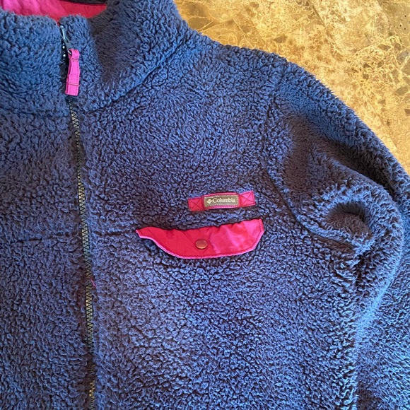 Columbia Mountain Side Heavyweight Fleece Jacket Cozy Teddy Navy Blue Large - Picture 4 of 12